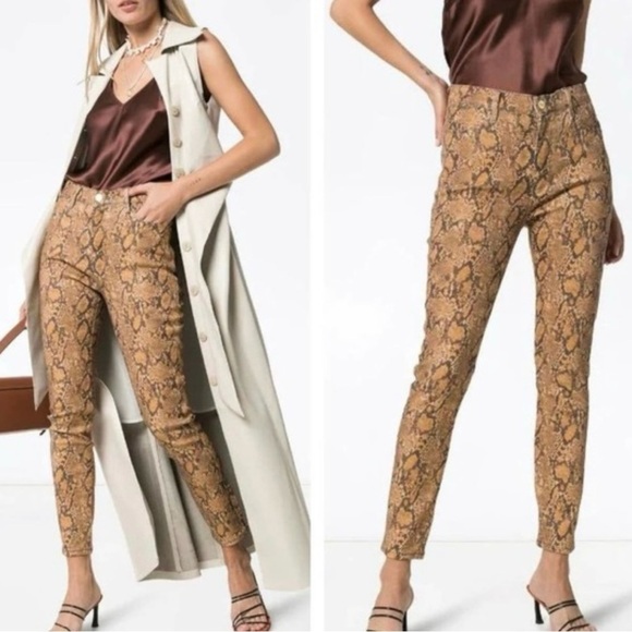 FRAME Le High Straight Python Snakeskin Jeans - Picture 1 of 6